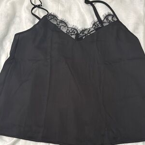 Black Lace Trim Cami Top
